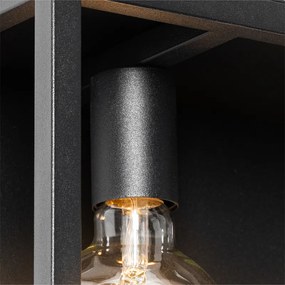 Priemyselná nástenná lampa čierna s poličkou 2-svetlo - Cage Rack