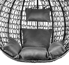 Čierne závesné kreslo KOKON so stojanom