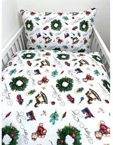 INTERMEDIC SK Vianočná posteľná obliečka do postieľky Christmas Teddy 100x135/40x60 cm