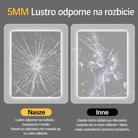 Erga Kalami, bezrámové LED zrkadlo s vyhrievaním a dotykovým ovládaním, 80 × 60 cm, ERG-YKA-MR.KALAMI-60X80