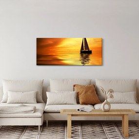 Obraz - Plachetnica pri západe slnka (120x50 cm)