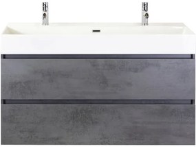 Kúpeľňový nábytkový set Maxx XL 120 cm s keramickým umývadlom 2 otvormi na kohúty betón antracitovo sivá