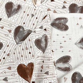 Biante Bavlnený záves Sandra SA-027 Tmavé srdce na smotanovom 135x190 cm