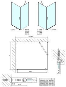 Polysan Polysan, Zoom Line obdĺžniková sprchová zástena 900x800mm L/P varianta, ZL1290ZL3280