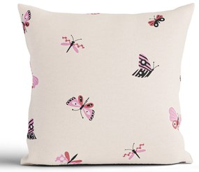 Bavlnená obliečka na vankúš Renforcé 40 × 40 cm – Motýliky béžová