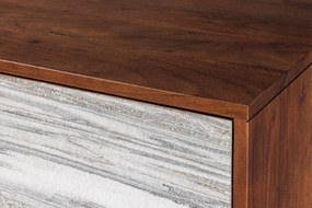 MOUNTAIN SOUL komoda 120 cm akácia, vzhľad prírodného kameňa, biela sivá