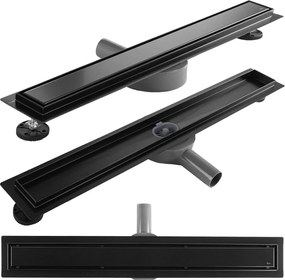 Rea Neox Pro, sprchový odtokový žľab 60cm s rotačným sifónom, čierna matná, REA-G7801