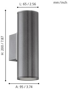 Eglo 94103 - LED vonkajšie osvetlenie RIGA 2xGU10/3W/230V