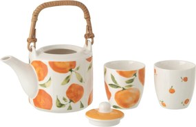 Čajová sada s kanvičkou a 2 hrnčekmi Casa Naranja - 16*11*12 cm / 600 ml