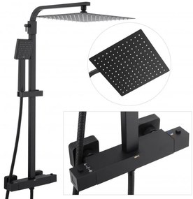 Sprchová súprava GABI s termostatickou batériou - 30x30 cm - čierna matná