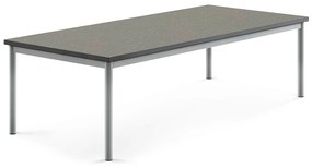 Stôl SONITUS, 1800x800x500 mm, linoleum - tmavošedá, strieborná