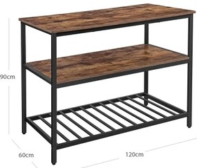 Policový regál do kuchyne MARGE hnedá/čierna