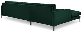 Tmavozelená zamatová rohová pohovka Cosmopolitan Design Bali, ľavý roh