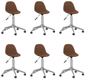 Swivel Dining Chairs 6 pcs Brown Fabric (3x333468) 3086065