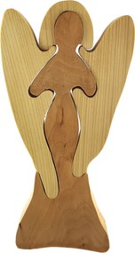 AMADEA Drevené puzzle anjel, masívne drevo dvoch druhov drevín, 25 cm