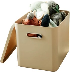 Rotho Úložný box, rovný s vekom, 27l, béžová ALBU LIGHT, 37x29x30