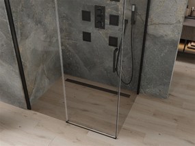 Mexen OMEGA sprchovací kút 130x80cm, 8mm sklo, čierny profil-číre sklo, 825-130-080-70-00