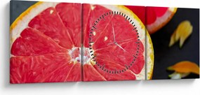 Obraz rozkrojených grapefruitov (s hodinami) (90x30 cm)