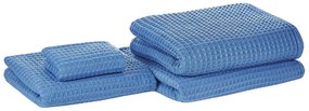 Sada 4 bavlnených uterákov modrá AREORA Beliani