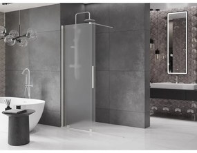 Mexen Velar, sprchová zástena s posuvnými dverami Walk-in 130 x 200 cm, 8mm sklo námraza, brúsená oceľ, 871-130-000-33-97