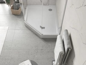 Mexen Flow+, päťuholníková sprchová vanička, ľavá, 100 x 90 cm, biela lesklá, 46P109010LH