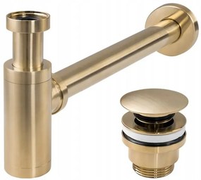 Rea univerzálny sifón umývadlový-polsifón + univerzálna výpusť umývadlová, zlatá matná, REA-A8586