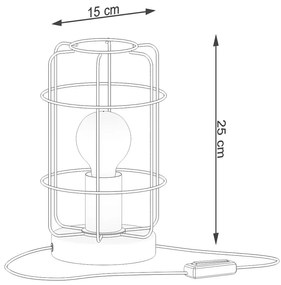 Stolná lampa Gotto, 1x drevené/čierne drôtené tienidlo