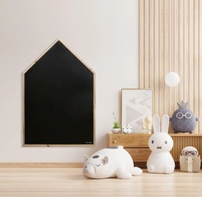 Toptabule.sk  Kriedová tabuľa Domček v prírodnom drevenom ráme + 7 farieb rámu