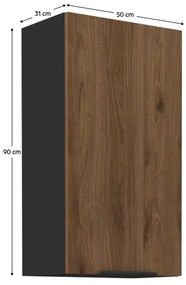 Horná kuchynská skrinka Monzesa 50 G 90 1F (orech okapi + čierna) . Vlastná spoľahlivá doprava až k Vám domov. 1096960