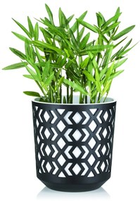 Kvetináč etnický 14x15 cm čierno-biely