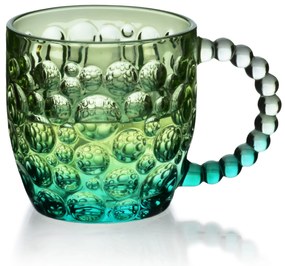 Skleněný hrnek VINI PEARL 350 ml zelený/modrý