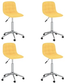 Otočné jedálenské stoličky 4 ks žlté látkové 3086851