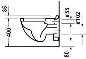 DURAVIT Starck 3 závesné WC s hlbokým splachovaním, 360 mm x 540 mm, 2206090000