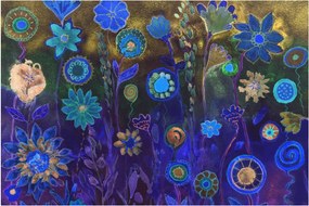 Obraz tmavomodrých kvetov (90x60 cm)