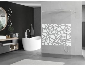 Mexen Kioto, priechodná sprchová zástena 110 x 200 cm, 8mm sklo číre/biely vzor, 2x biela stabilizačná rozpera, 800-110-002-20-85
