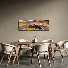 Obraz krajiny v knihe (s hodinami) (90x30 cm)