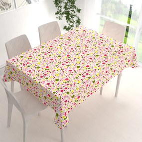 Biante Bavlnený obdĺžnikový obrus Sandra SA-209 Ružové a žlté bodky na bielom 120x140 cm