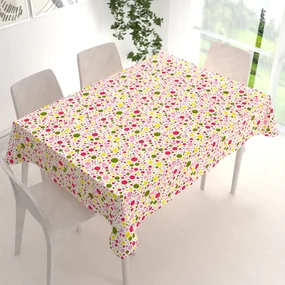 Biante Bavlnený obdĺžnikový obrus Sandra SA-209 Ružové a žlté bodky na bielom 100x160 cm