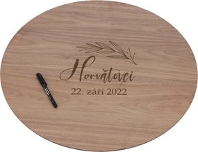ČistéDrevo Drevená svadobná ceduľa na podpisy orech - listy