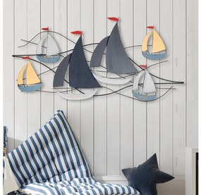 Nástenná dekorácia 120x60 cm plachetnica kov