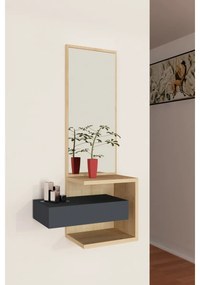 Nástenná polica so zrkadlom Stella Oak and Anthracite