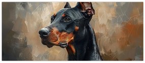 Obraz - Portrét Dobermana (120x50 cm)