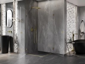 Mexen Lunar-B Duo, výklopný sprchový kút 85 x 85 cm, 8mm číre sklo, zlatý matný profil, 832-085L-085P-55-00