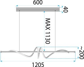 Toolight Toolight, LED stropné svietidlo 120cm, 50W, 3000K, LHJ023-CP, čierna matná, OSW-50011