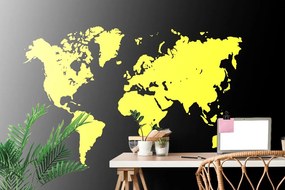 Samolepiaca tapeta žltá mapa sveta