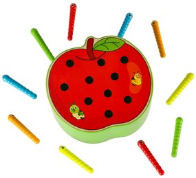 KIK Magnetická drevená húsenica jablko