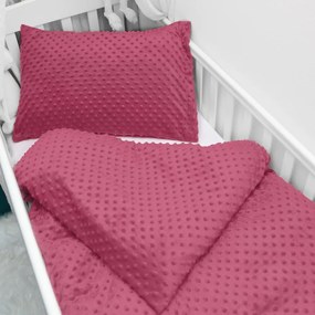 Biante Detské posteľné obliečky do postieľky Minky TOP 3D bodky MKP-057 Ostružinové Do postieľky 90x140 a 50x70 cm