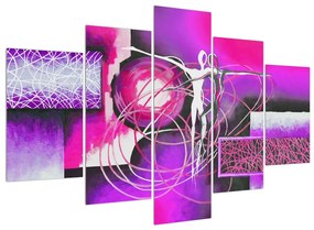 Abstraktný obraz fialových tanečníkov (150x105 cm)