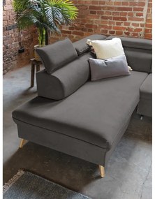 Tmavosivá zamatová rozkladacia rohová pohovka do "U" (ľavý roh) Sweet Harmony – Miuform