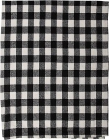 Čierno-biely károvaný plyšový pléd - 130*170 cm